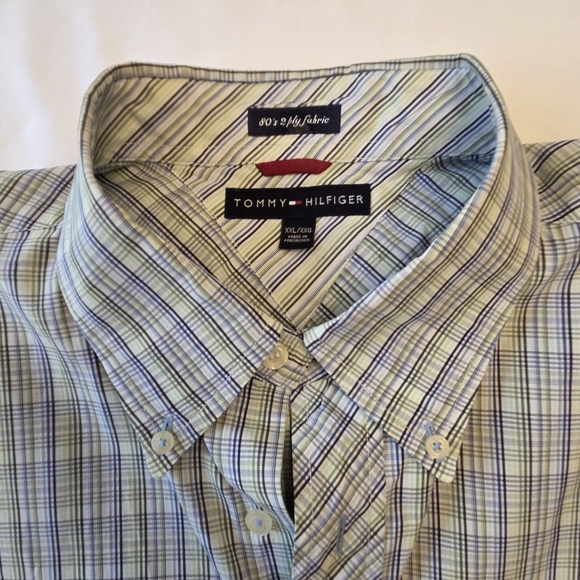 Tommy Hilfiger Men's Striped Shirt - Green and Blue - Picture 1 of 3